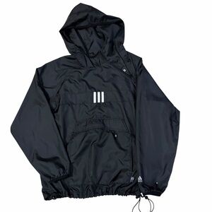 VTG Adidas Mesh Lined Windbreaker Pullover Mens Small Black 90s Hooded